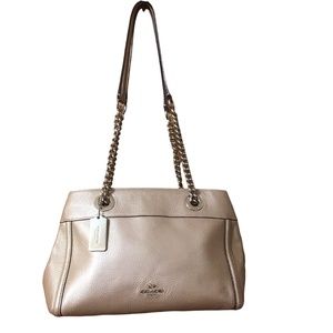 GUC Coach Brooke Chain Carryall-Metallic Leather